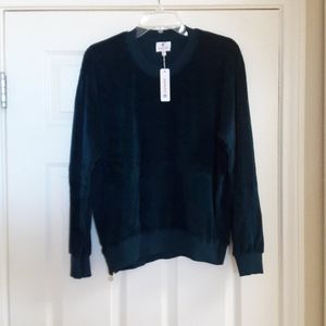 Sundry Dark Teal Velour Long Sleeve Sweatshirt